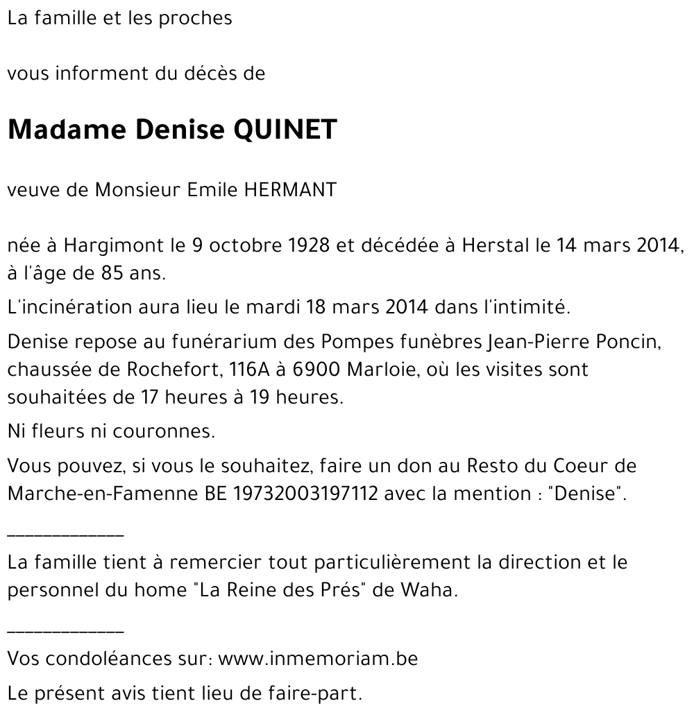 Denise QUINET