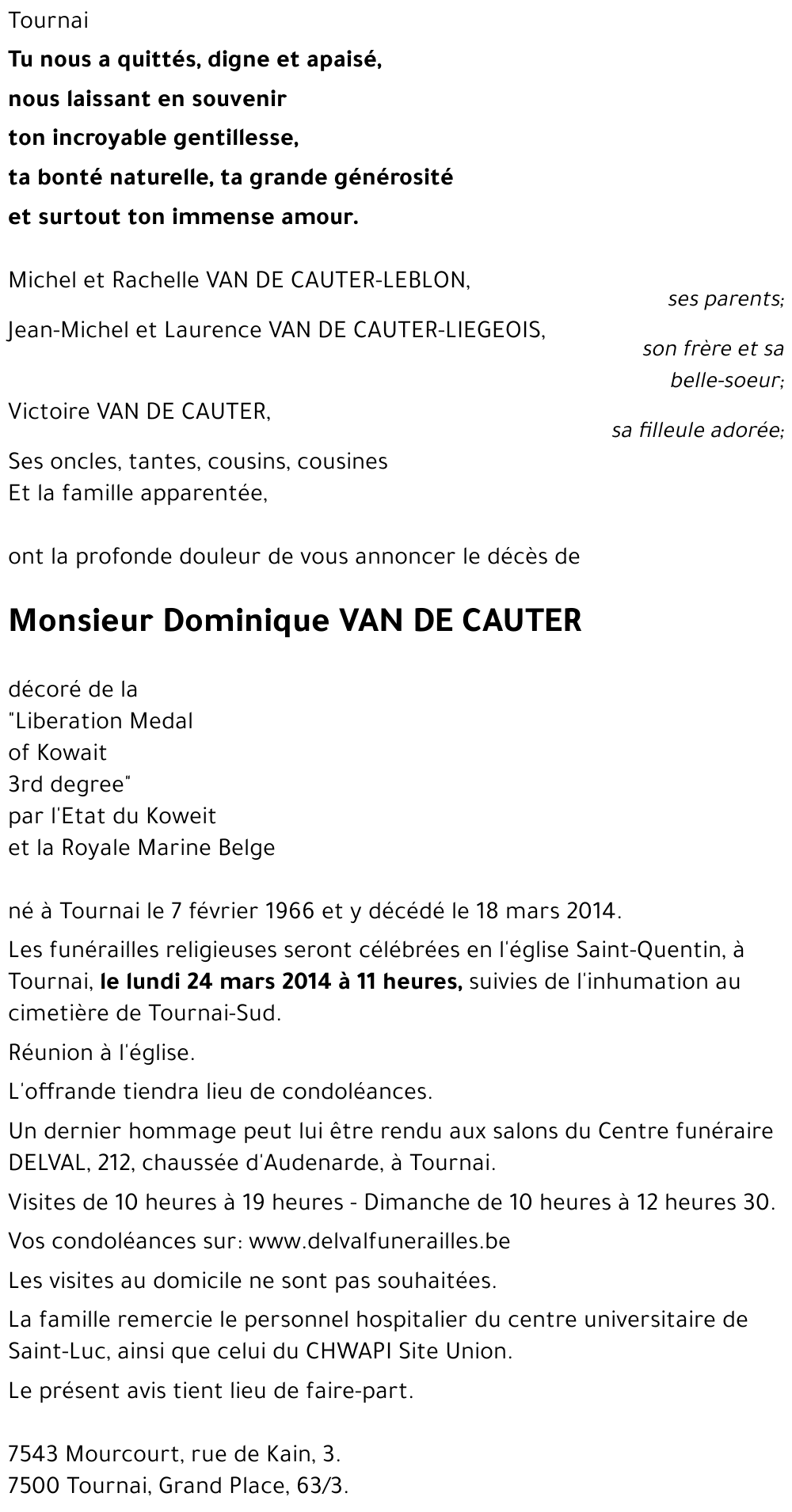 Dominique VAN DE CAUTER