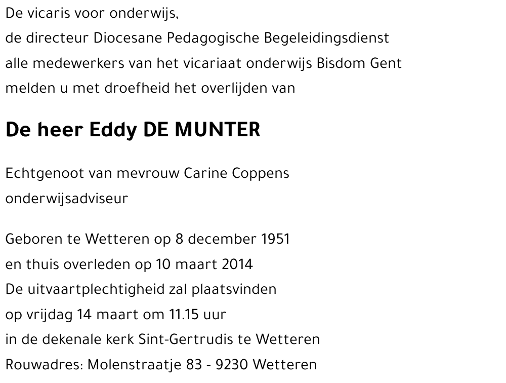 Eddy DE MUNTER