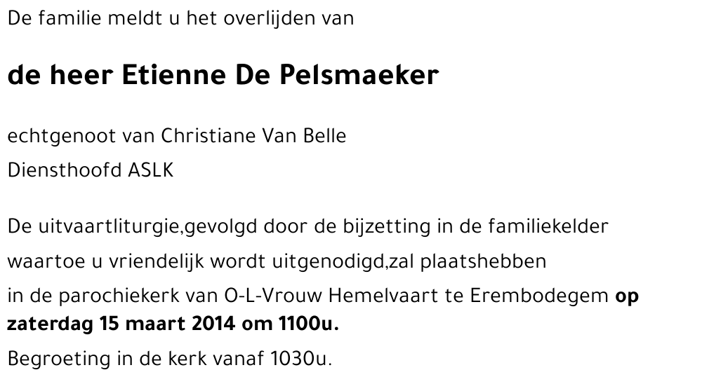 Etienne De Pelsmaeker