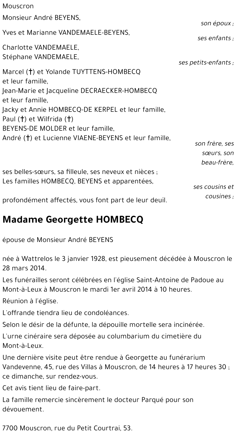 Georgette HOMBECQ