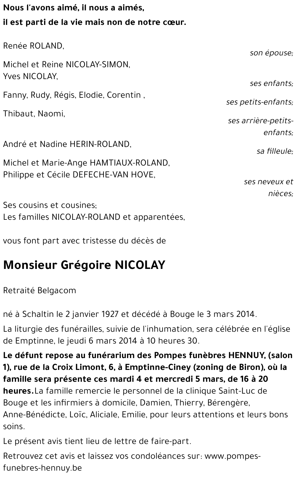 Grégoire NICOLAY