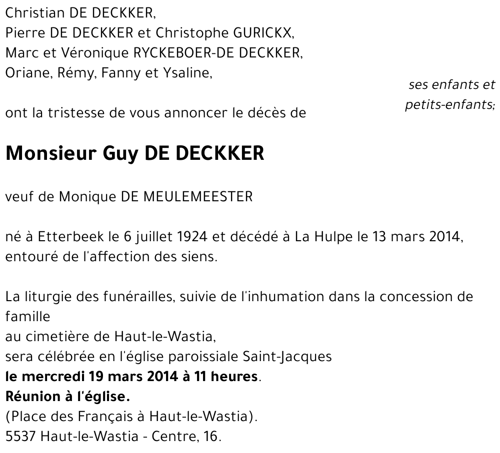 Guy DE DECKKER