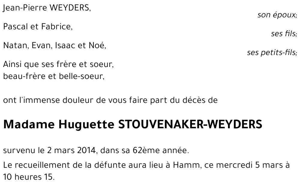 Huguette SOUVENAKER