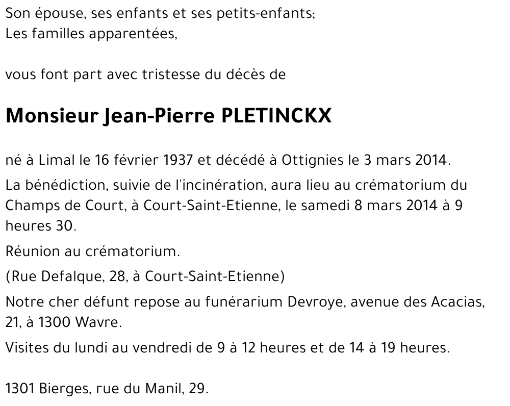 Jean-Pierre PLETINCKX