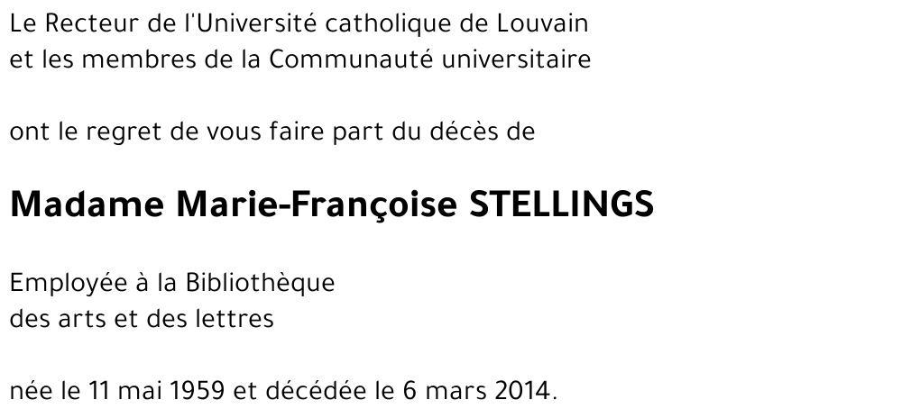 Marie-Françoise STELLINGS