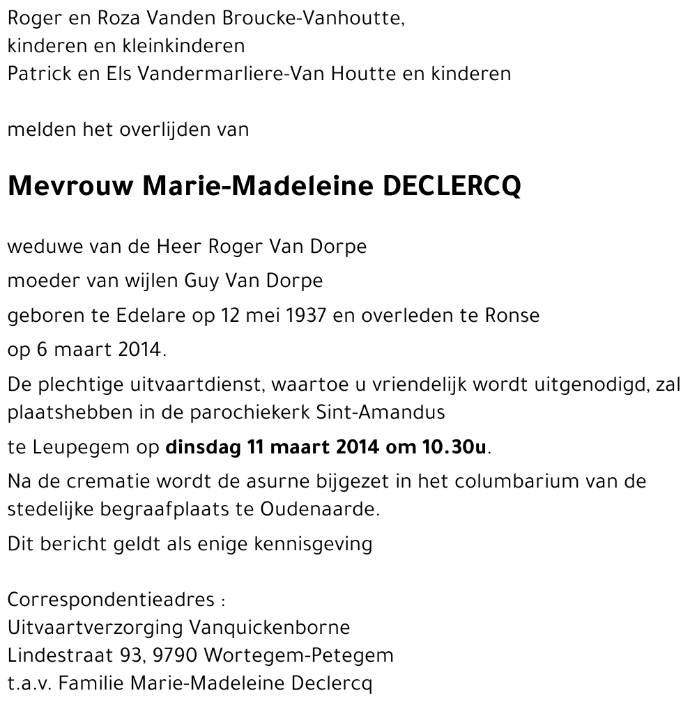 Marie-Madeleine DECLERCQ