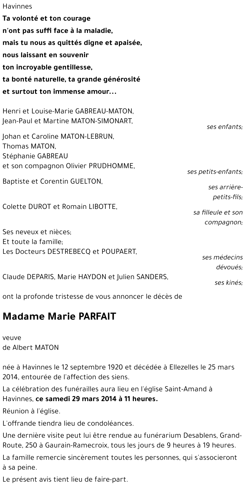 Marie PARFAIT