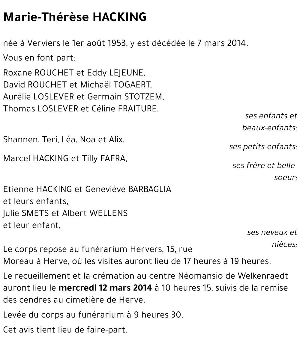 Marie-Thérèse HACKING