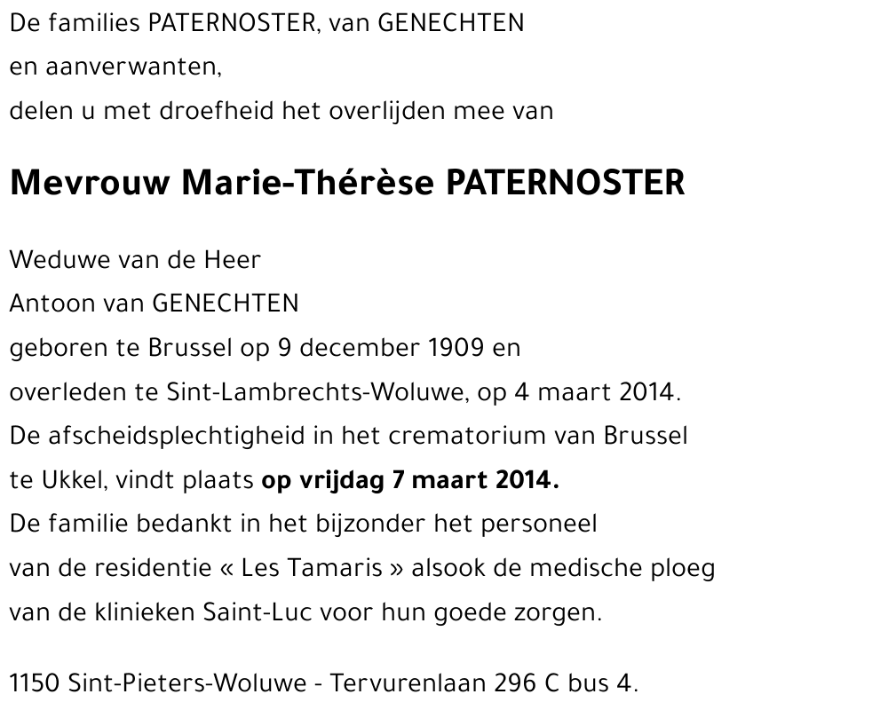 Marie-Thérèse PATERNOSTER