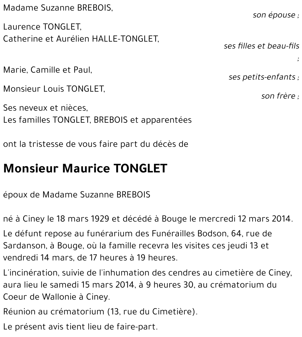 Maurice TONGLET