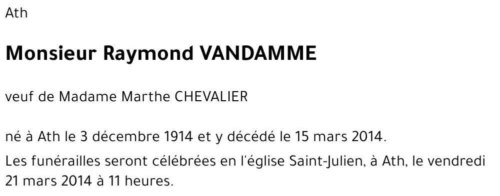 Raymond VANDAMME
