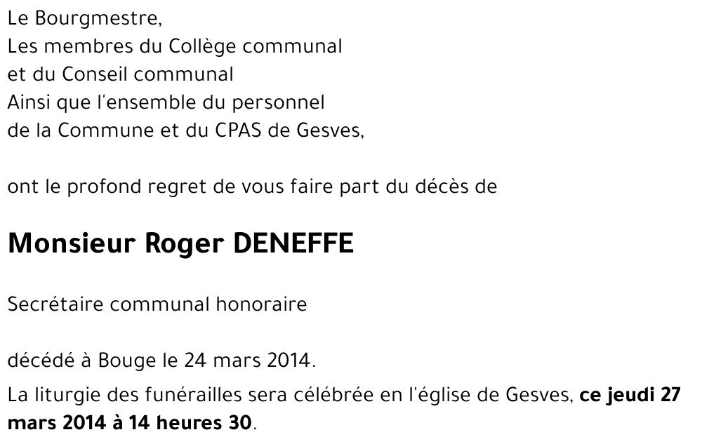 Roger DENEFFE