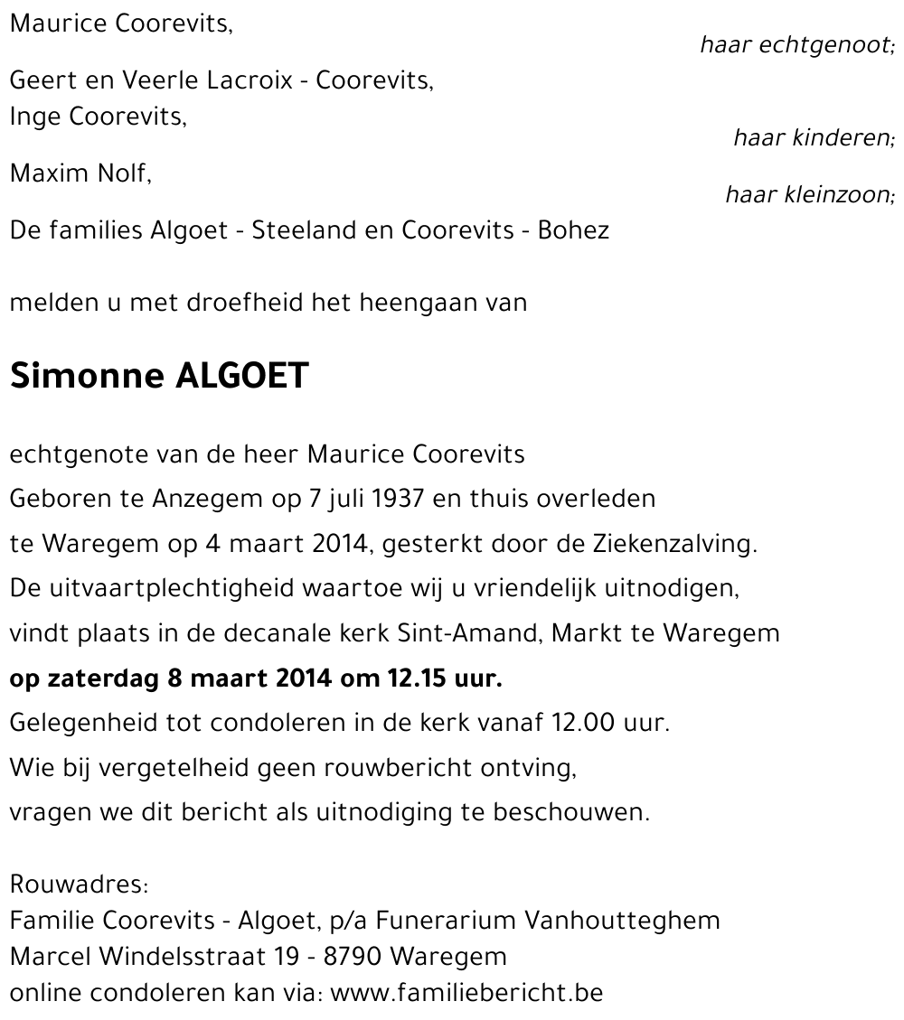 Simonne ALGOET