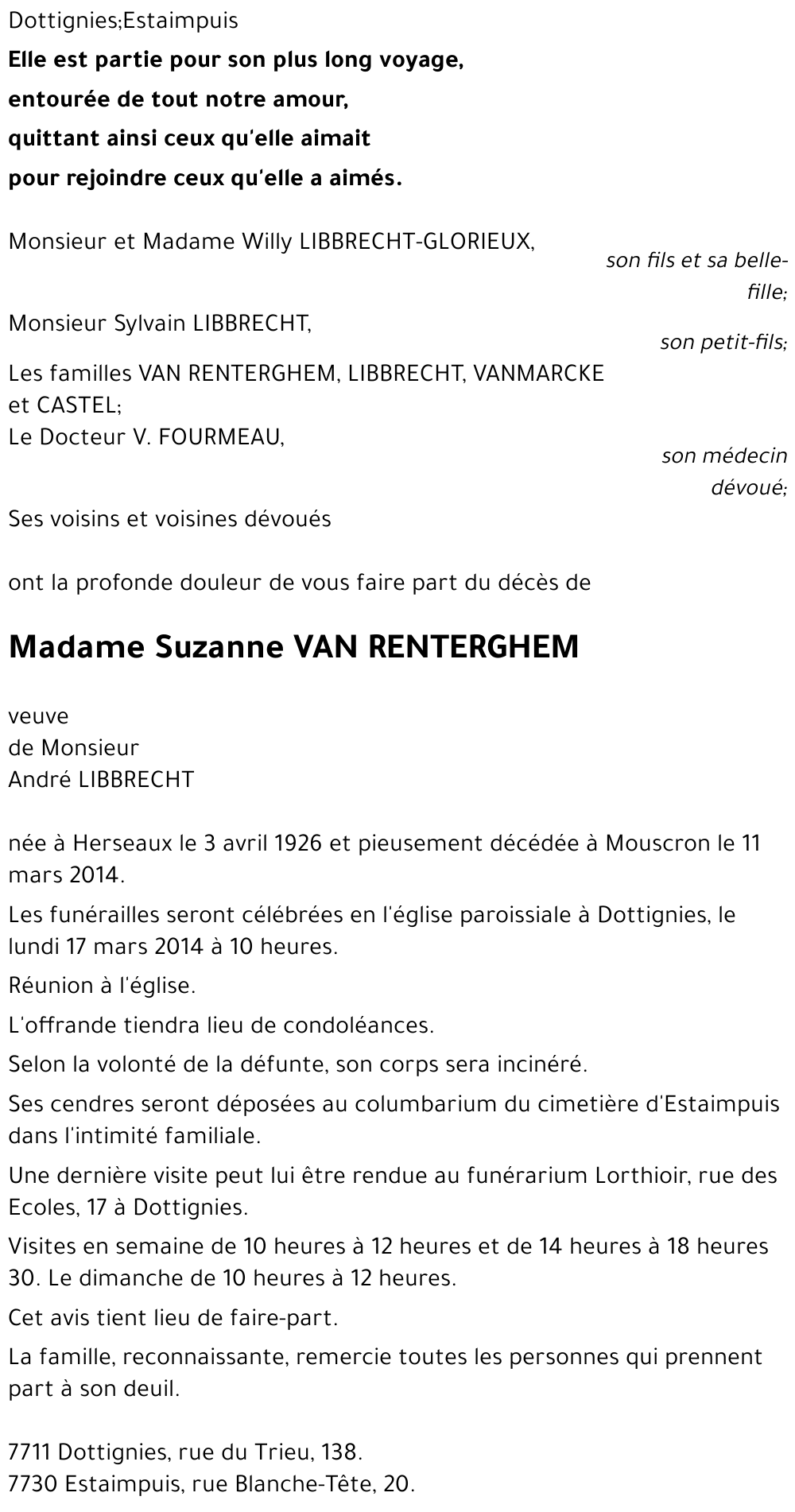 Suzanne VAN RENTERGHEM