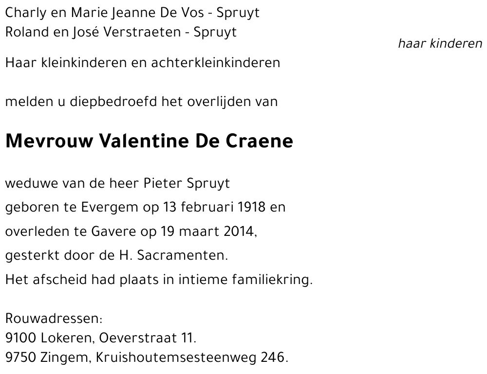 Valentine De Craene