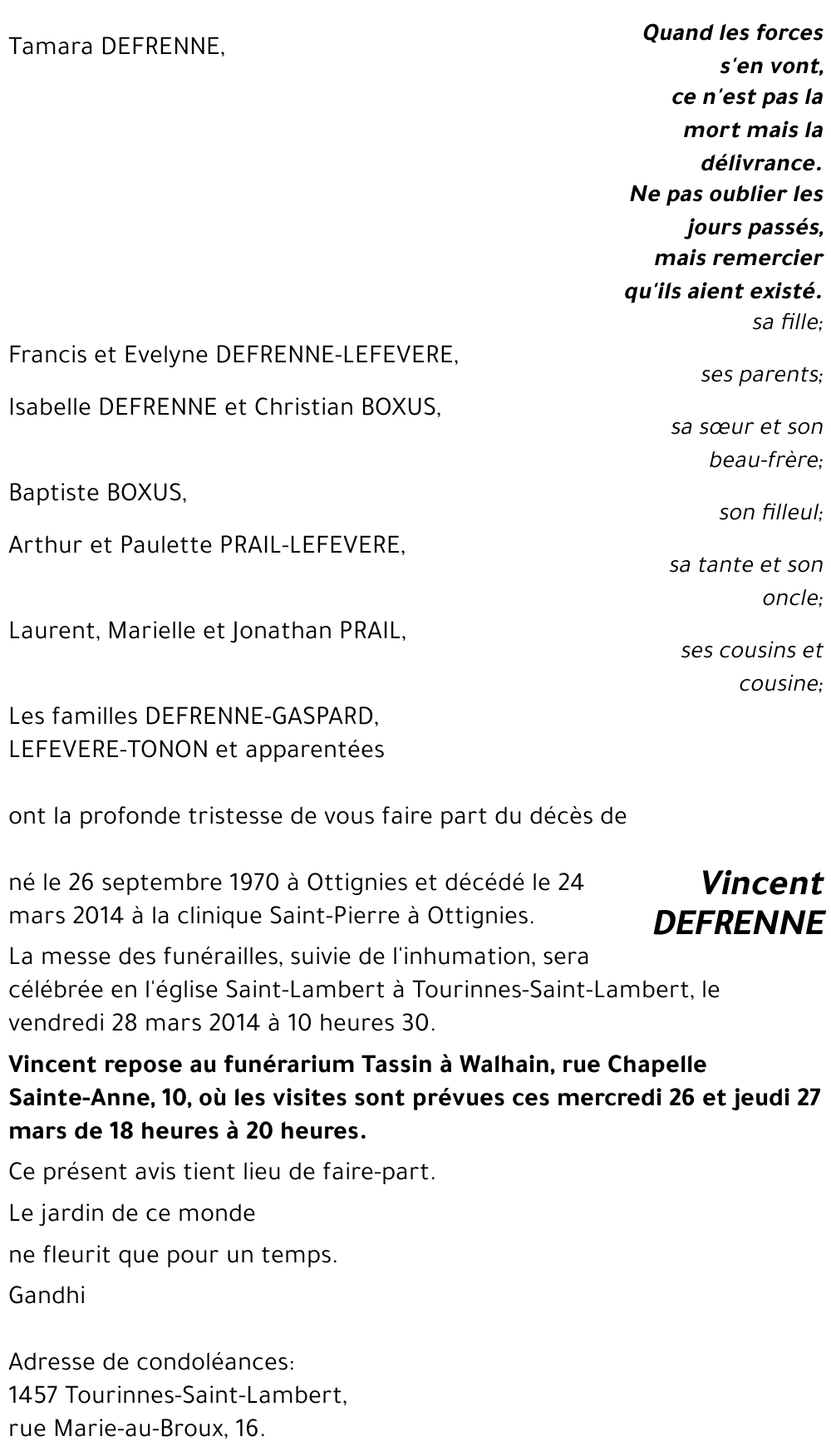 VINCENT DEFRENNE