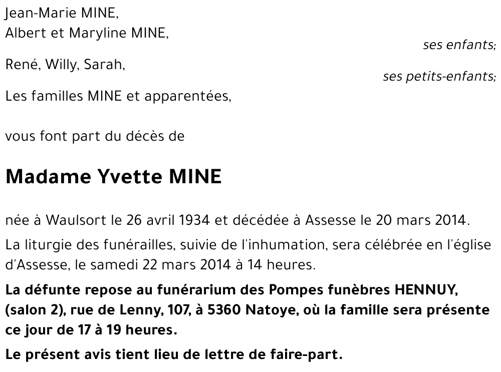 Yvette MINE