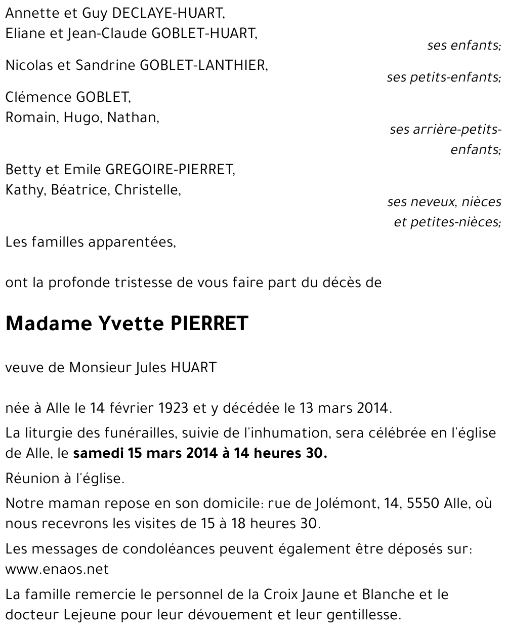 Yvette PIERRET