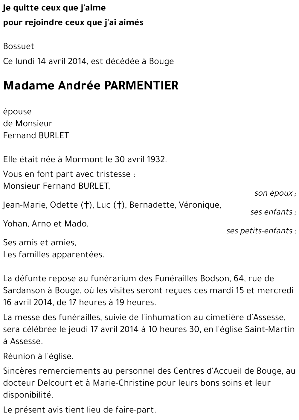 Andrée PARMENTIER