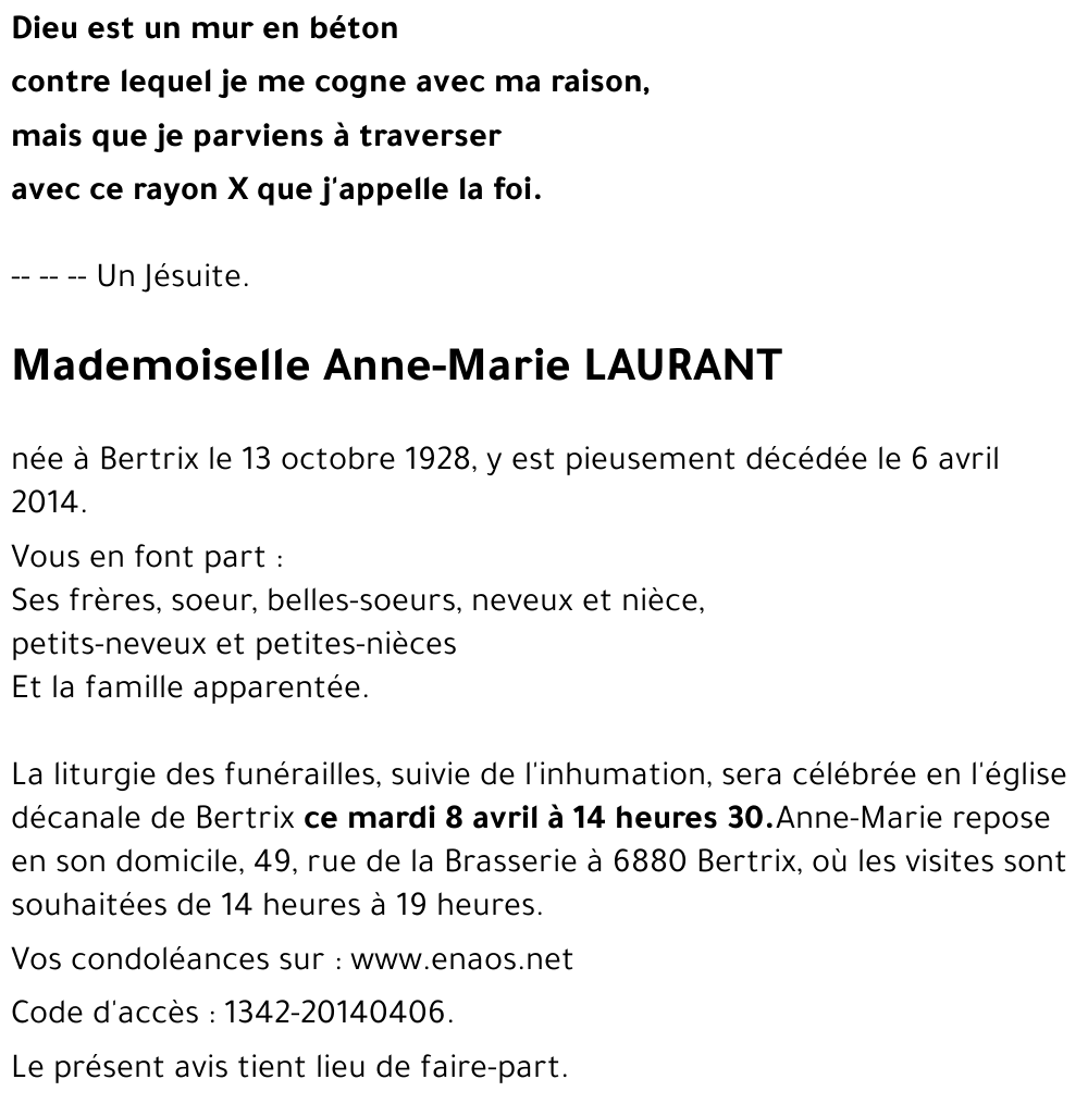 Anne-Marie LAURANT