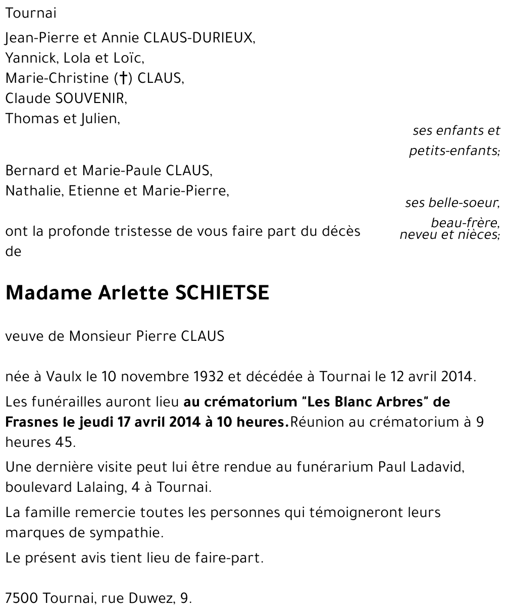 Arlette SCHIETSE