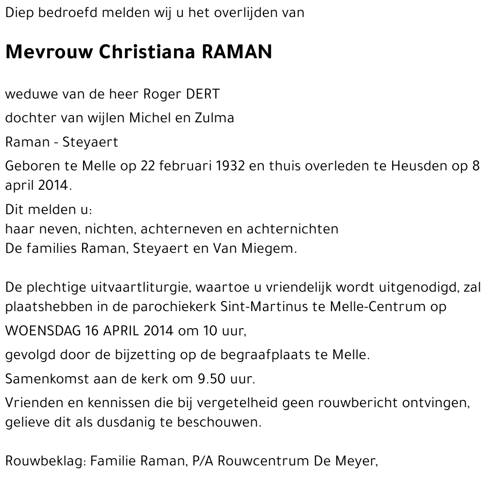Christiana RAMAN