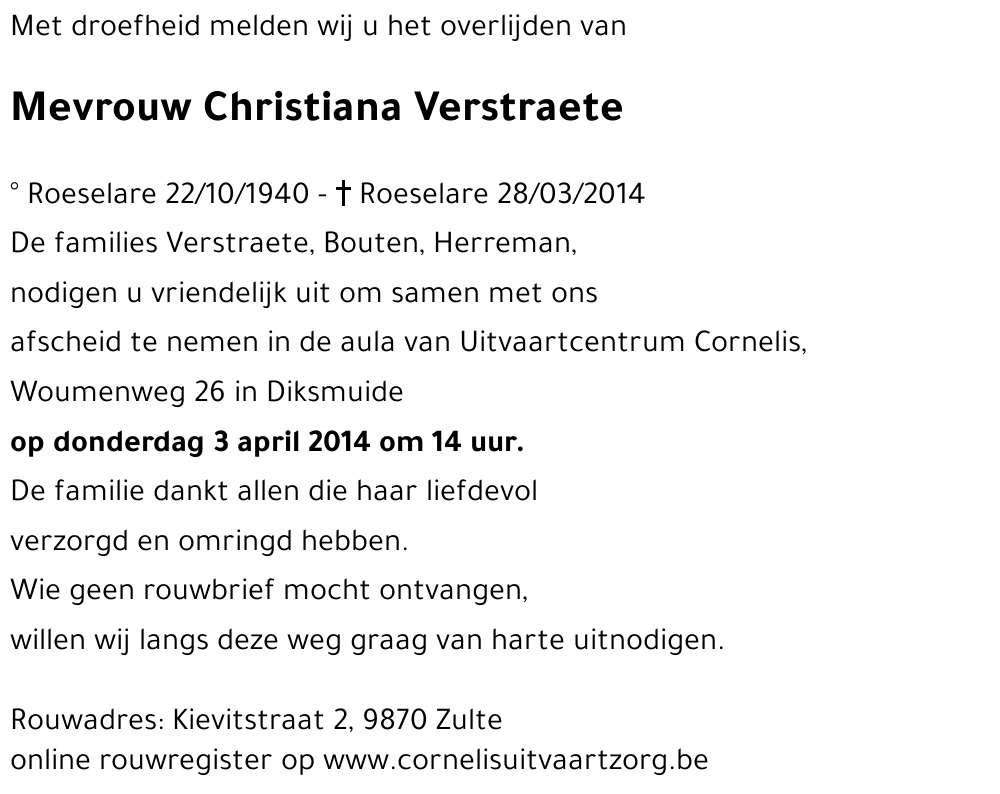 Christiana Verstraete