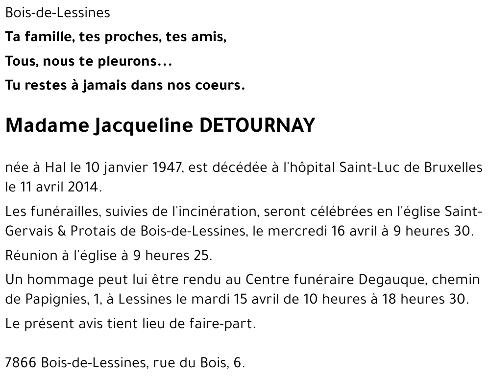 Jacqueline DETOURNAY