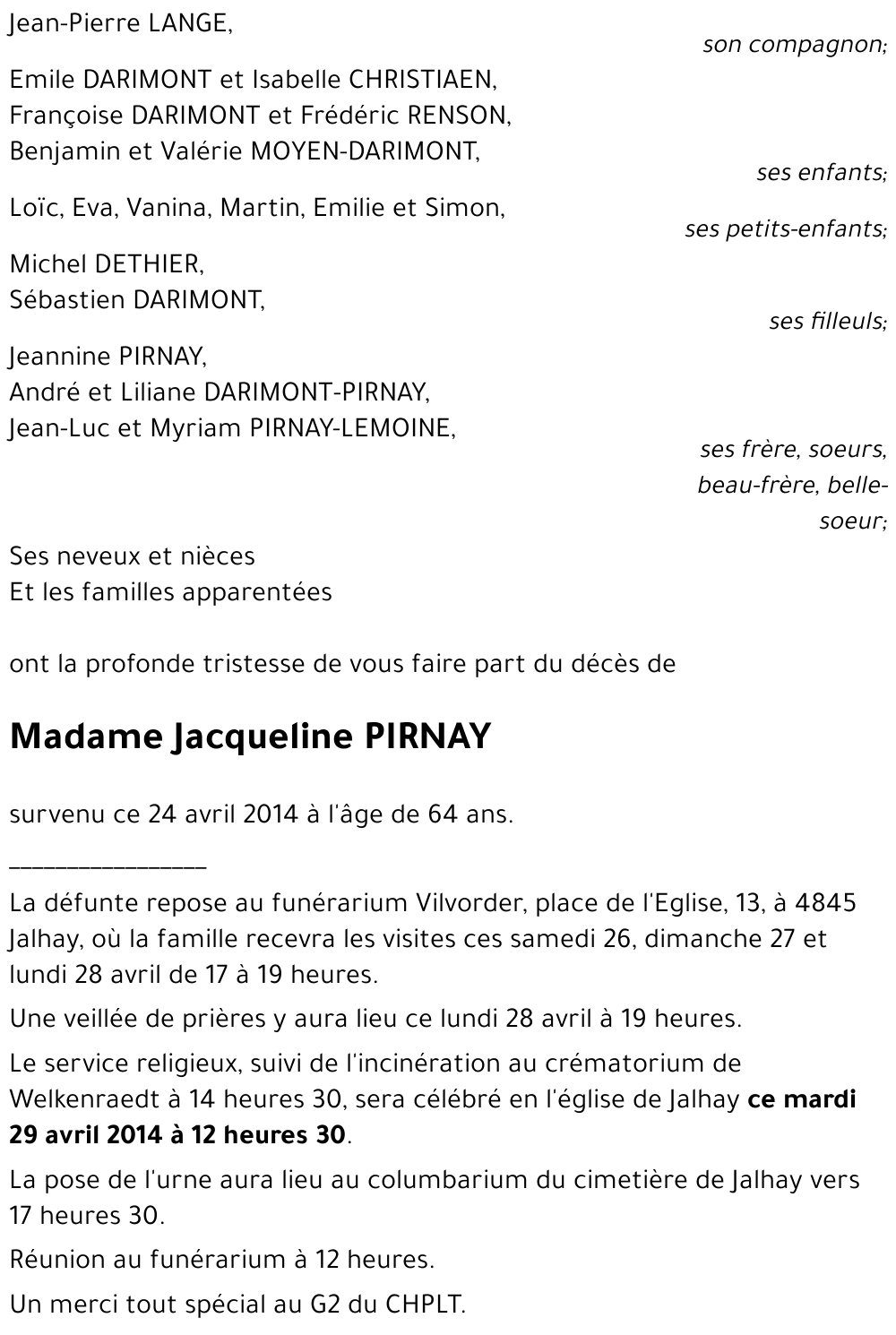 Jacqueline PIRNAY