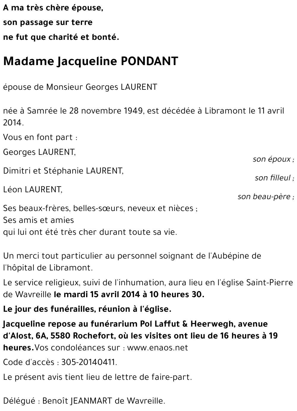 Jacqueline PONDANT