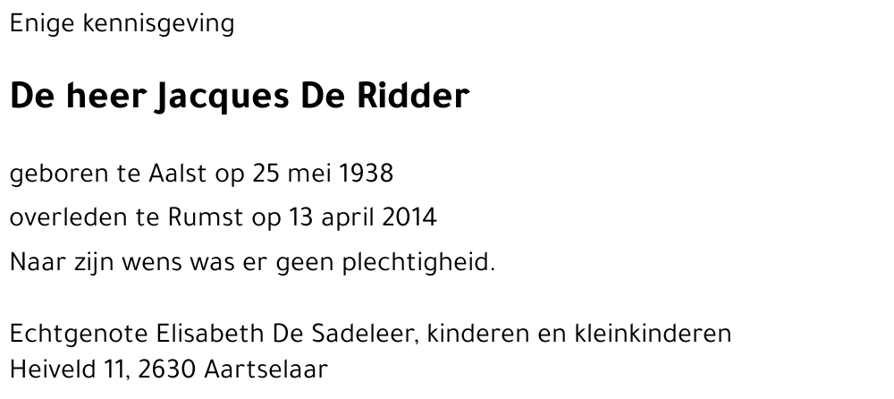 Jacques De Ridder