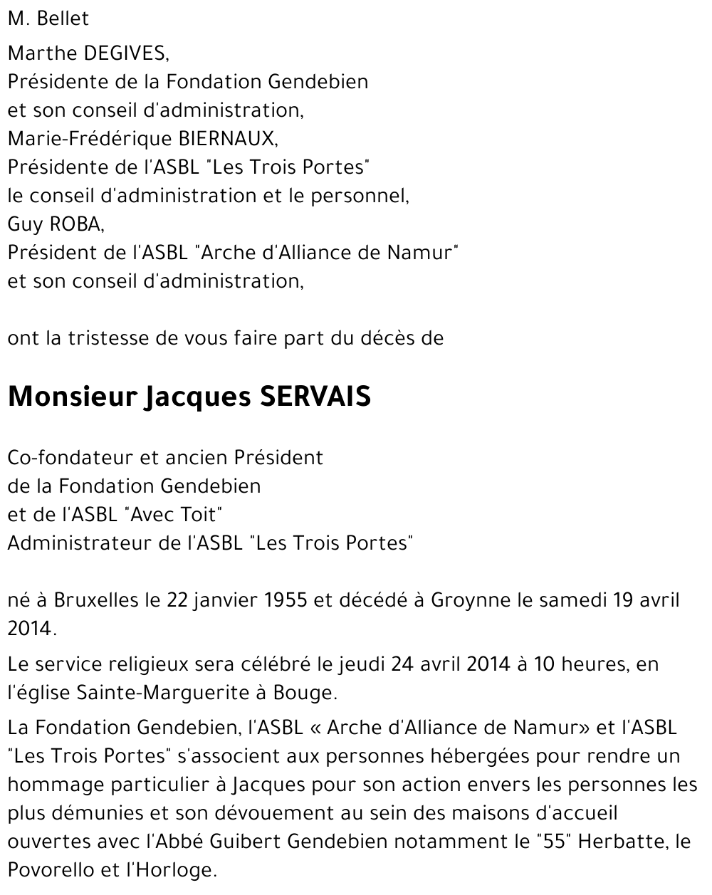 Jacques SERVAIS