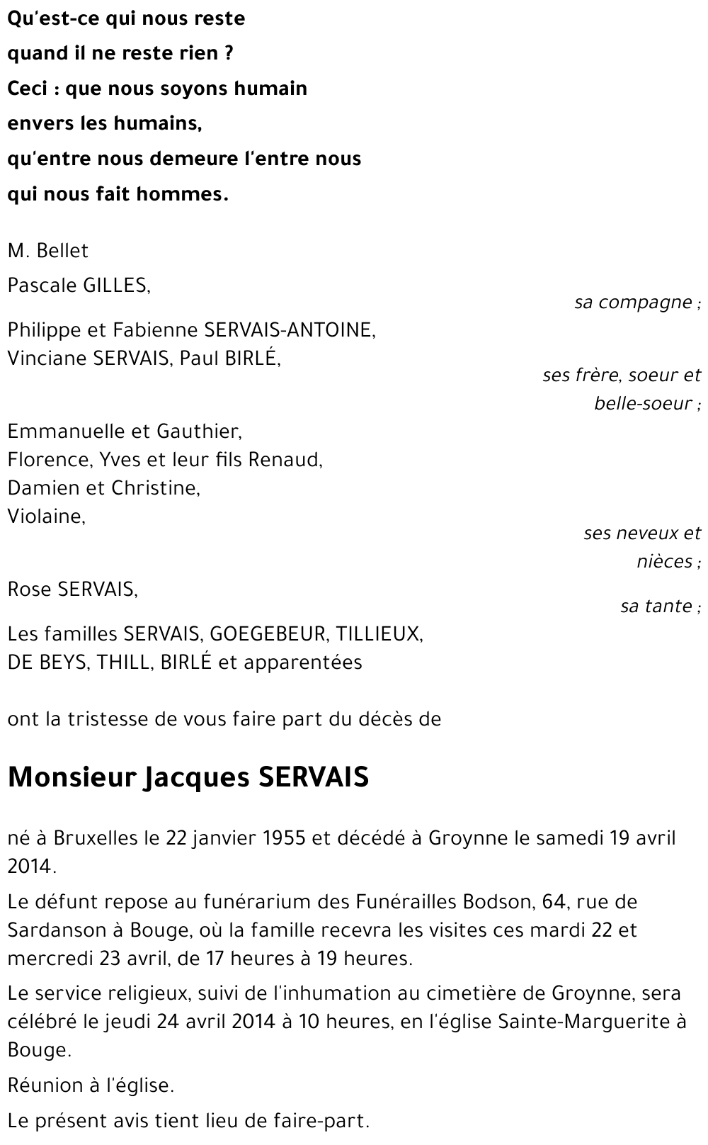Jacques SERVAIS