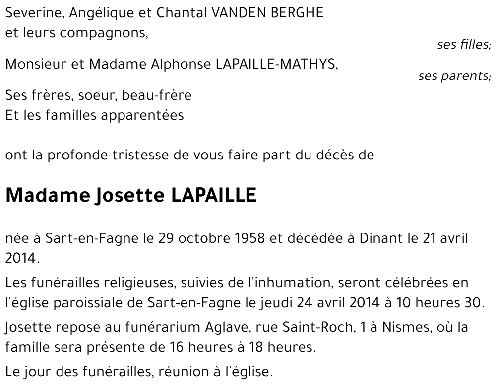 Josette LAPAILLE