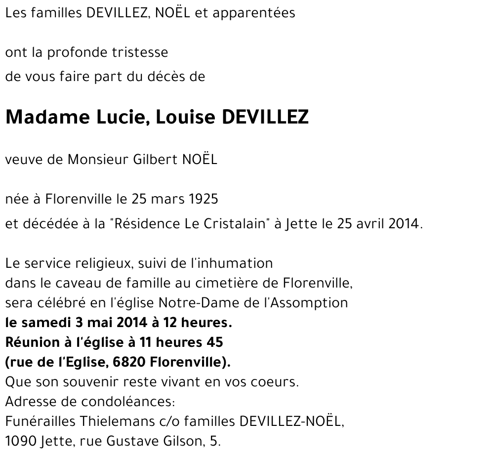 Lucie, Louise DEVILLEZ