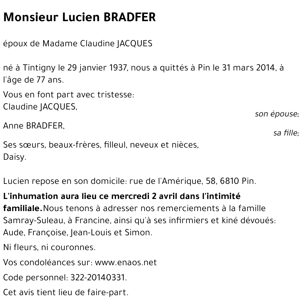 Lucien BRADFER