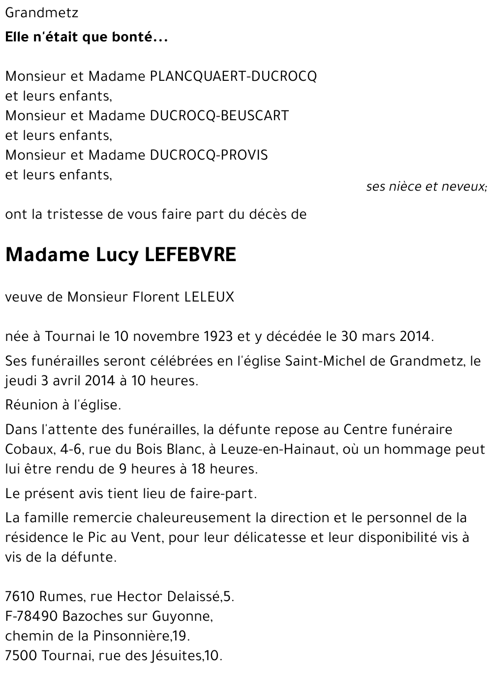 Lucy Lefebvre