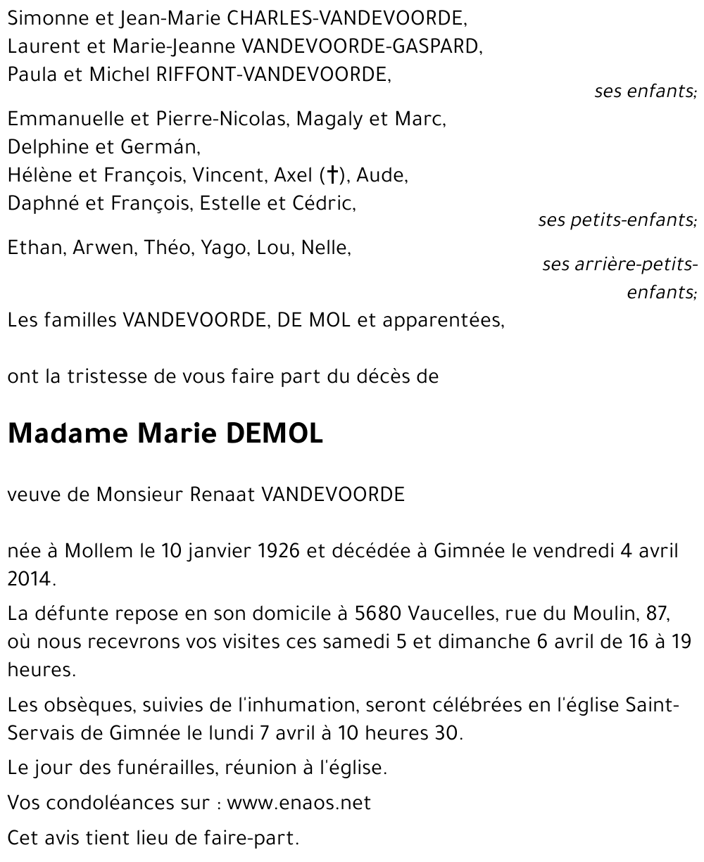 Marie DEMOL
