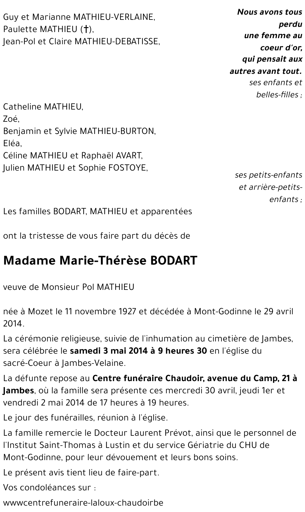 Marie-Thérèse BODART