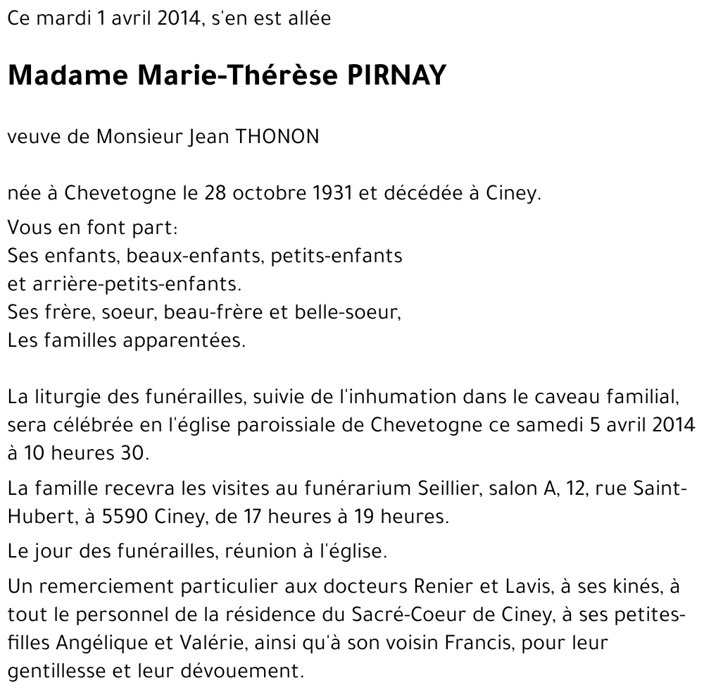 Marie-Thérèse PIRNAY