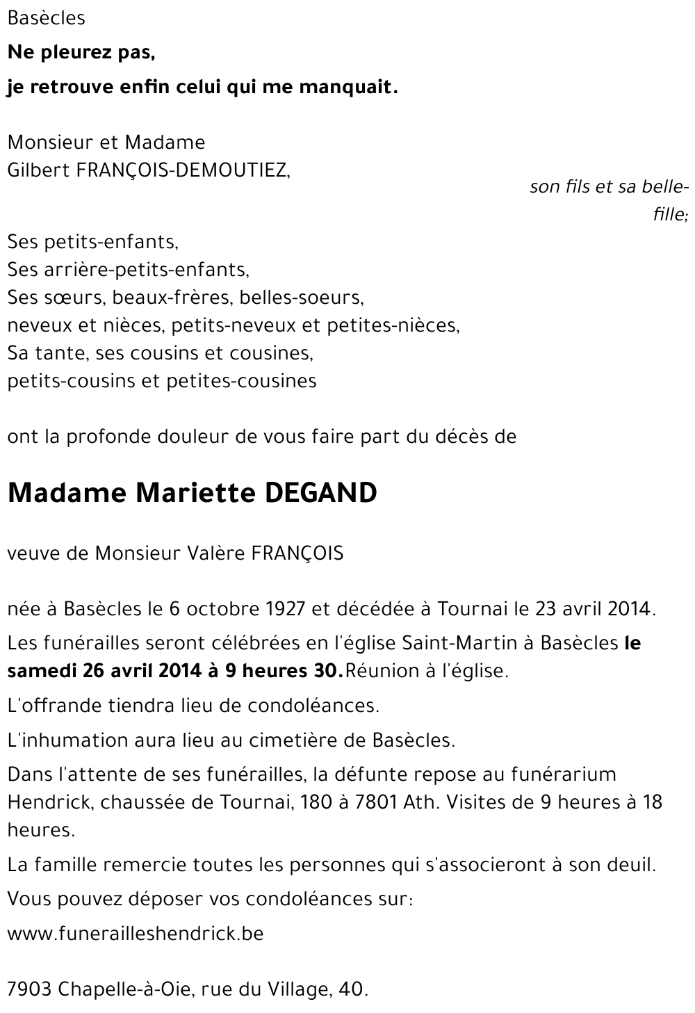 Mariette DEGAND