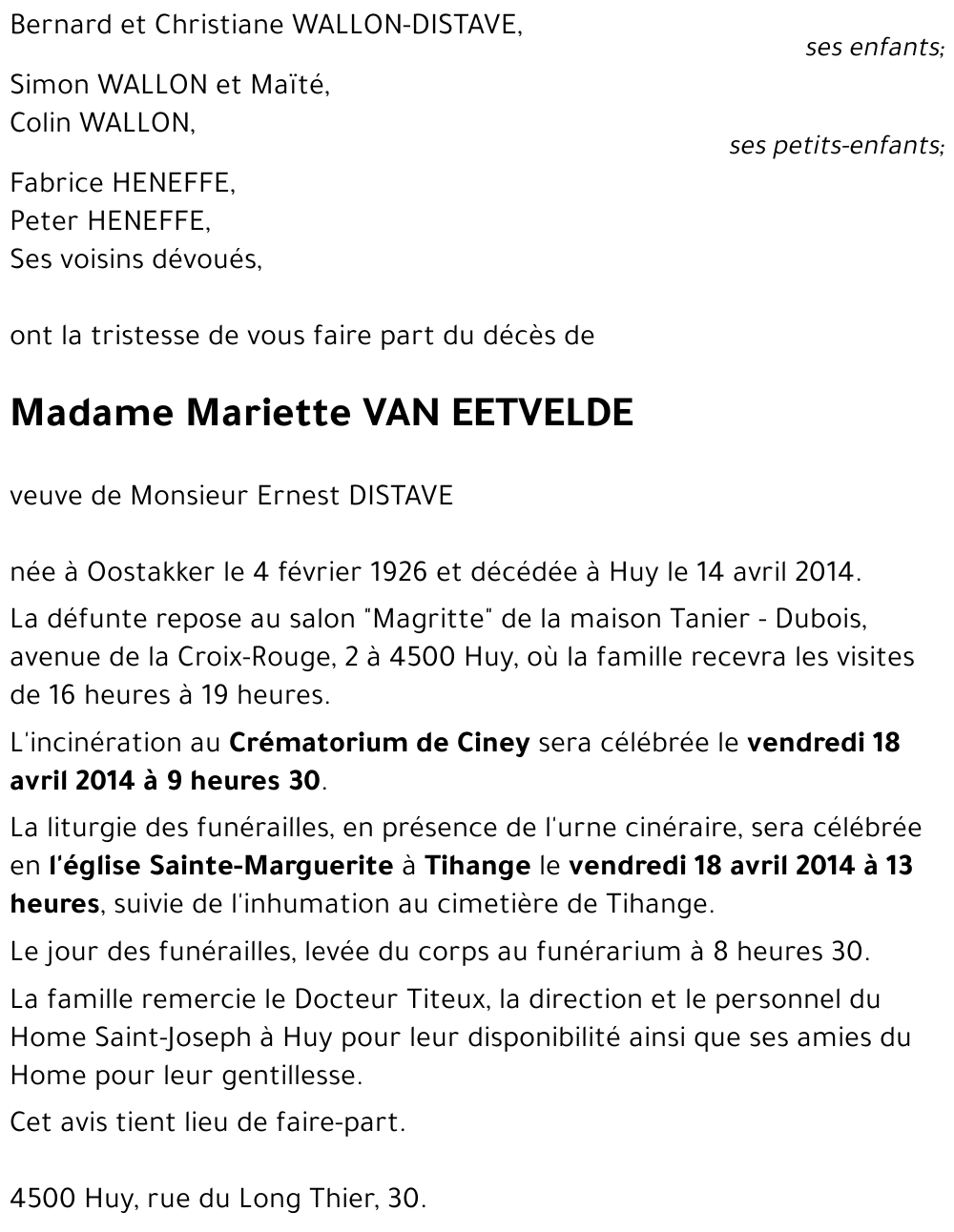 Mariette VAN  EETVELDE