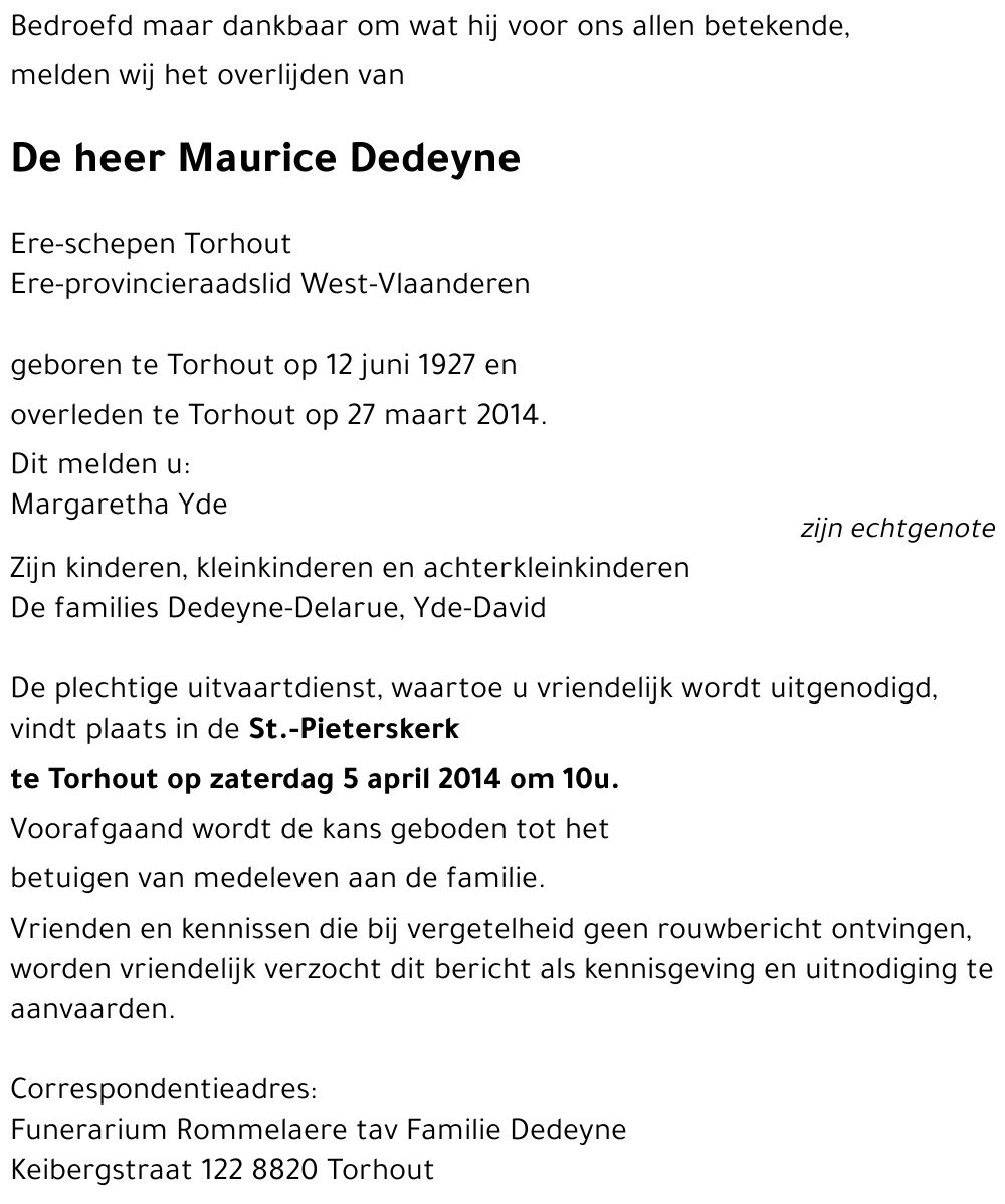 Maurice Dedeyne