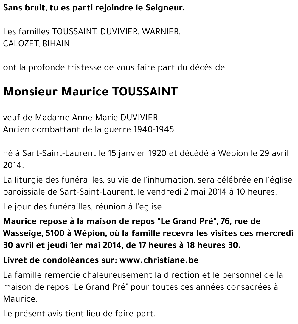 Maurice TOUSSAINT