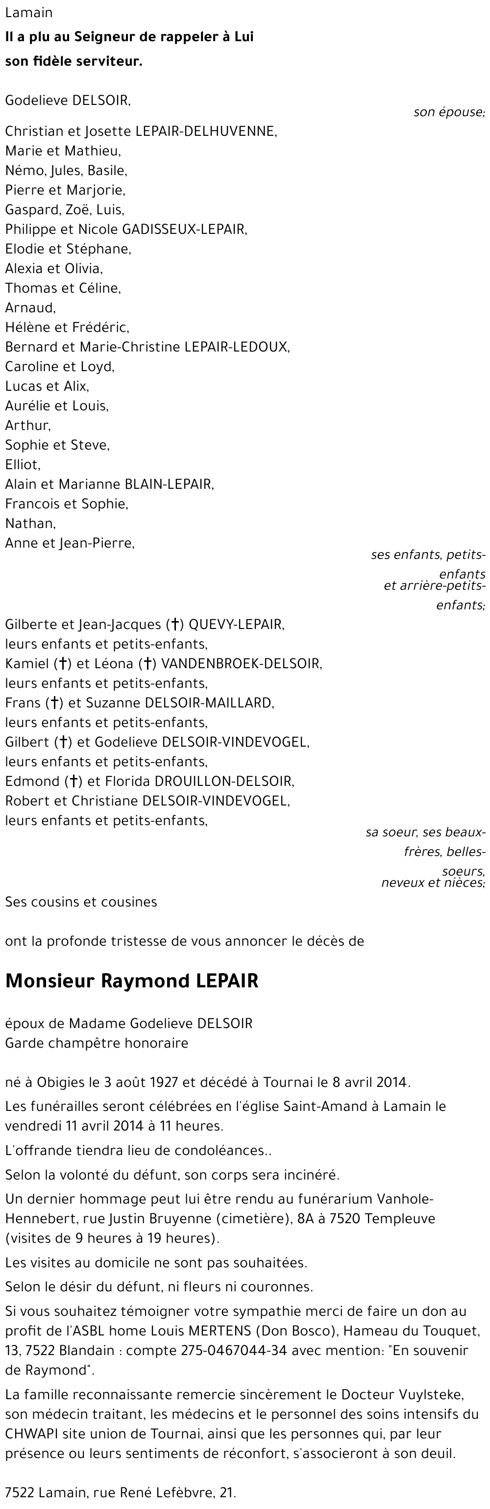 Raymond LEPAIR