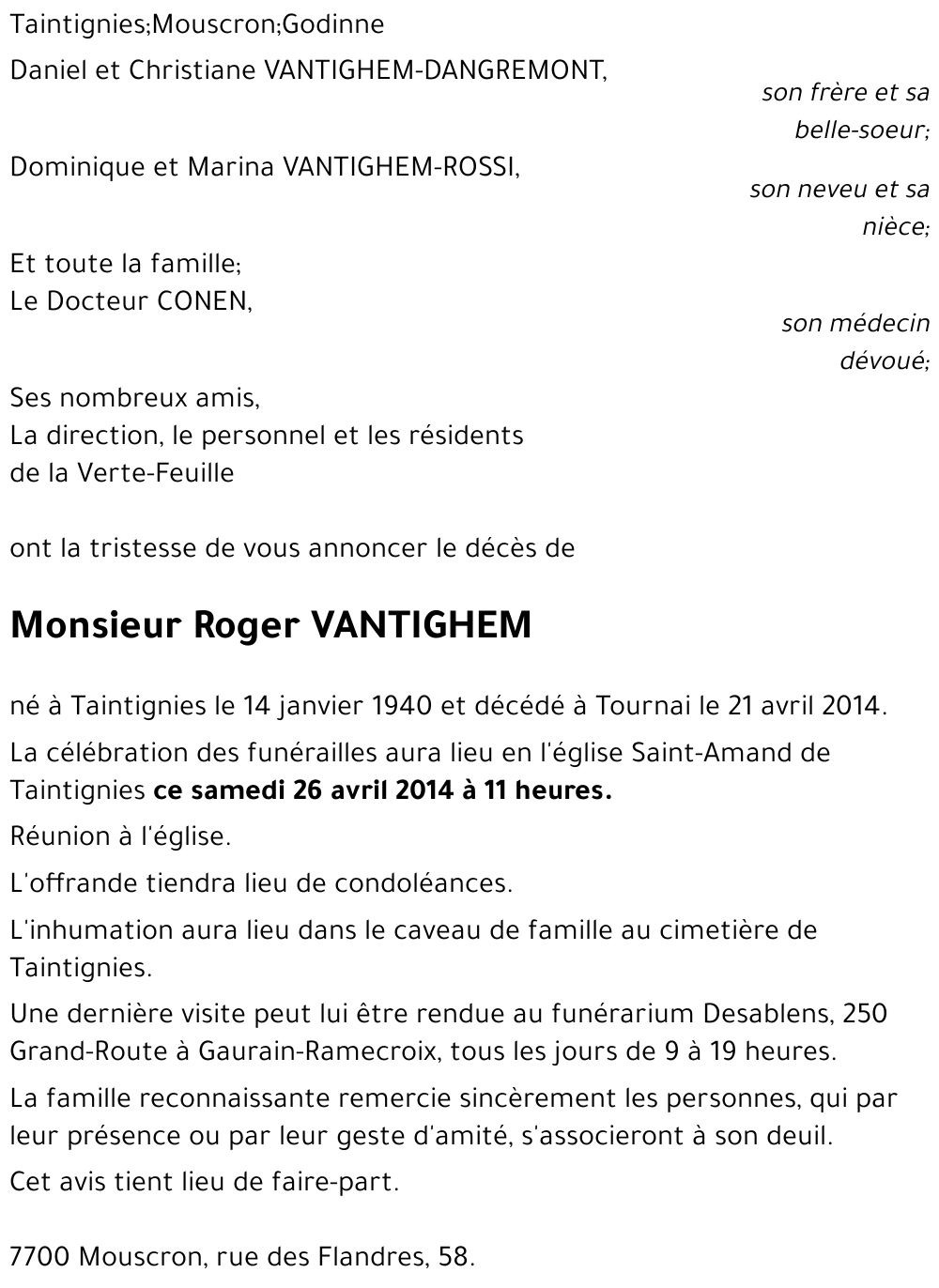 Roger VANTIGHEM