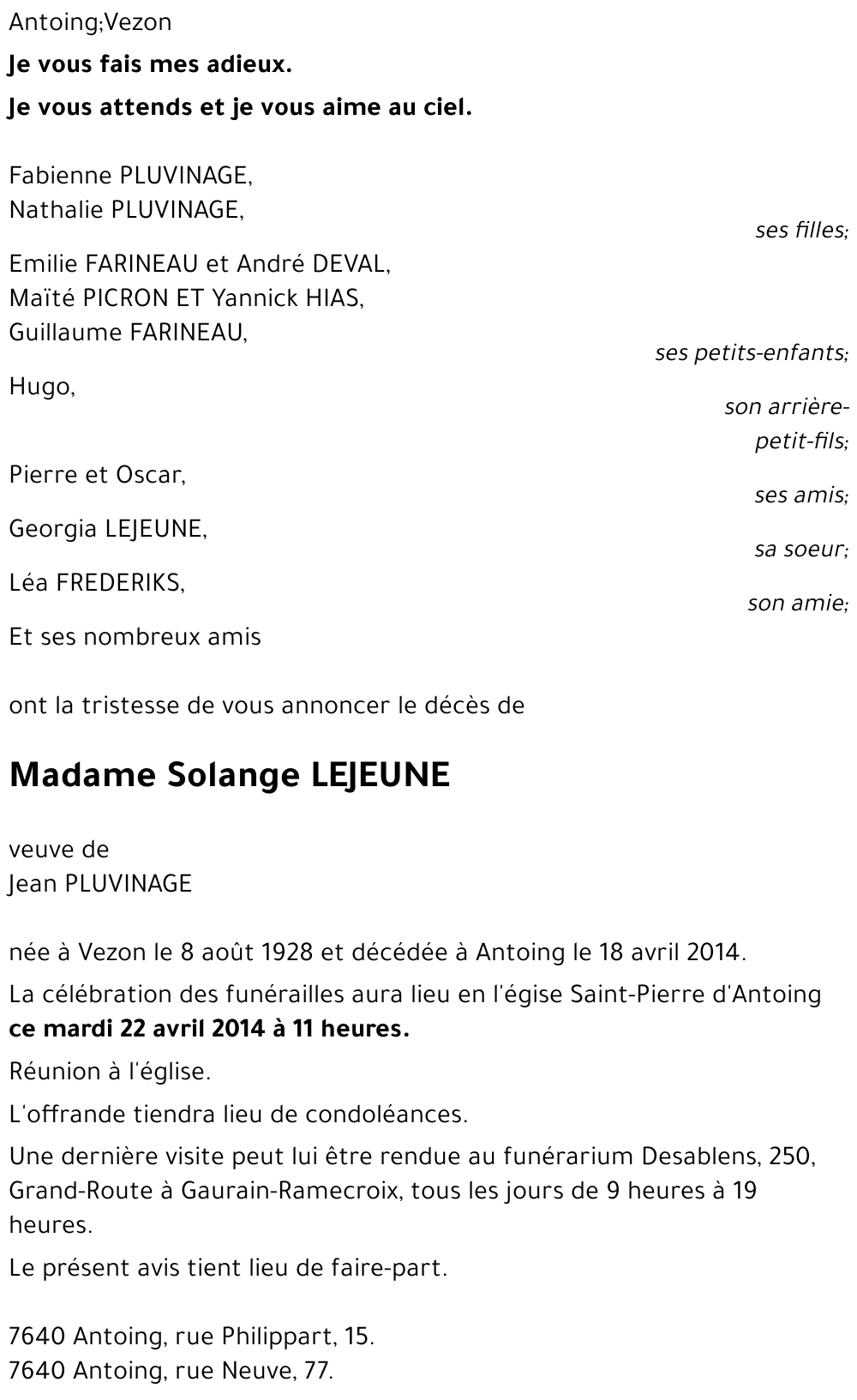 Solange LEJEUNE