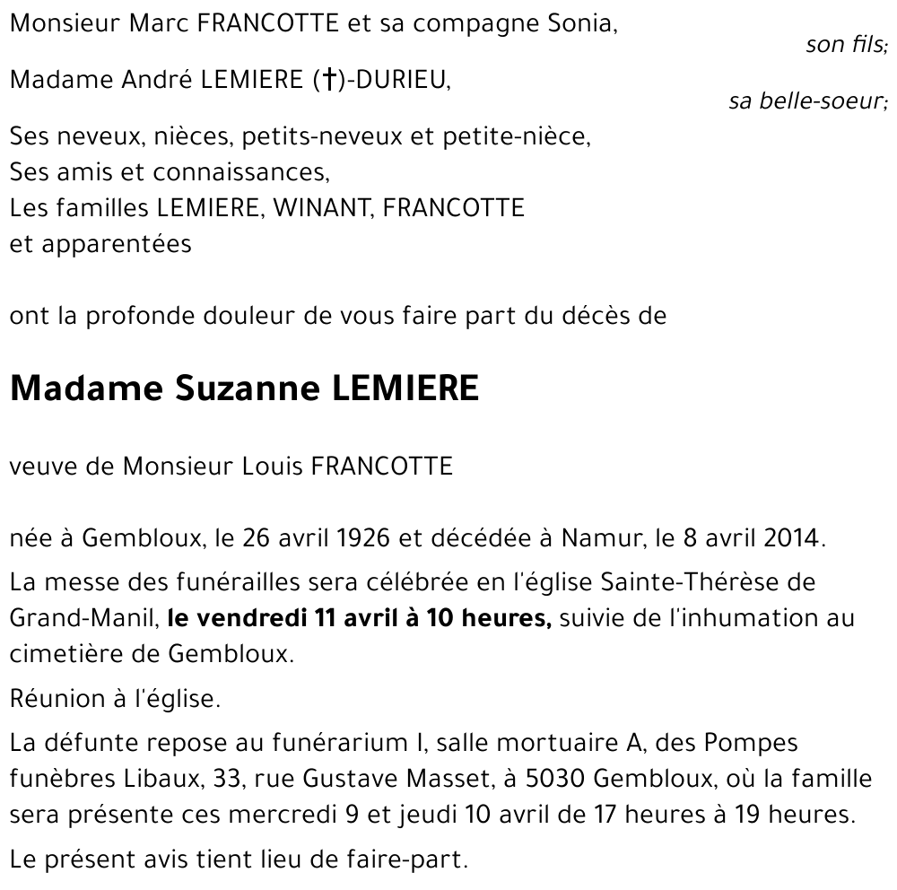 Suzanne LEMIERE