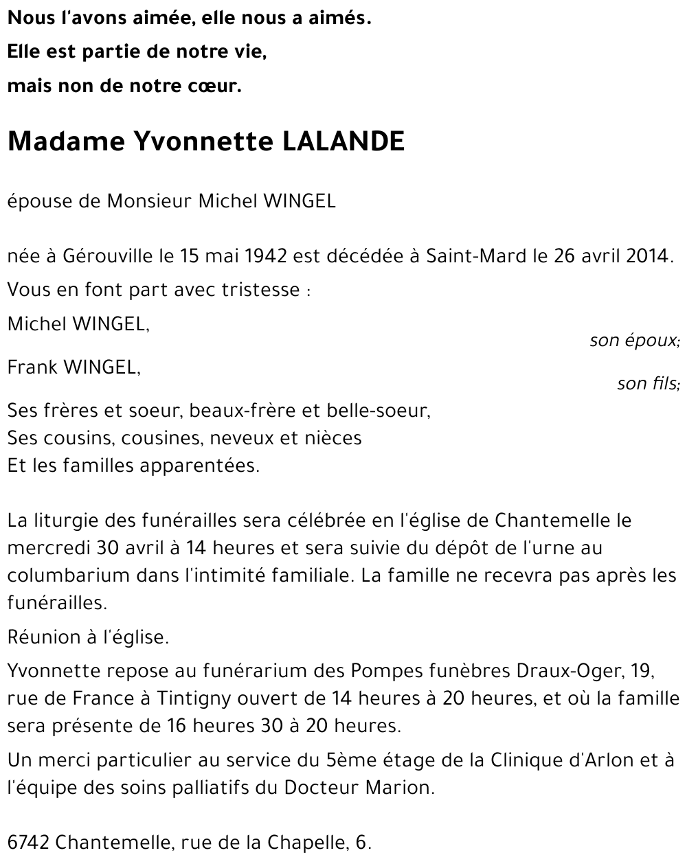 Yvonnette LALANDE